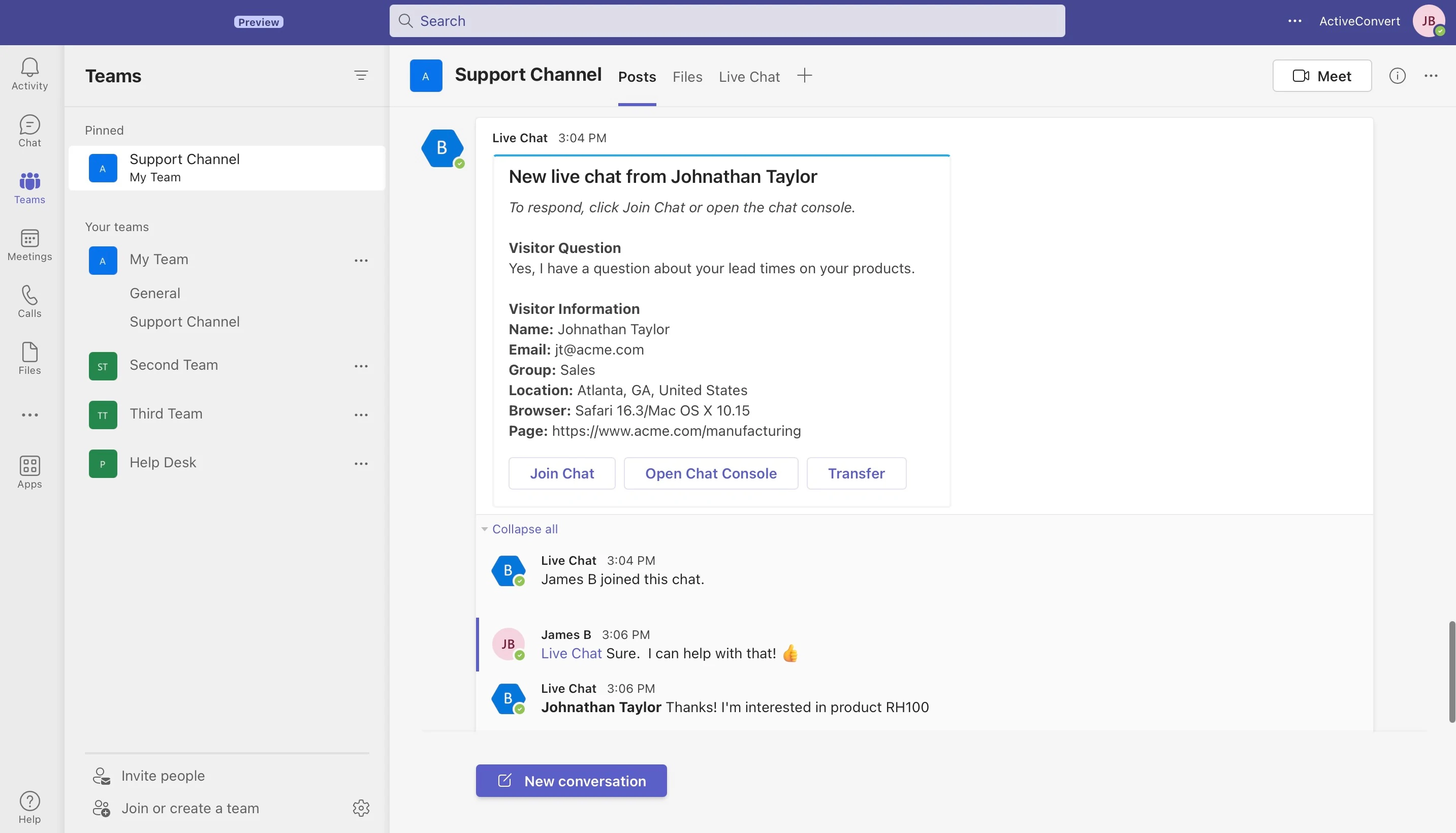 Social Intents Live Chat